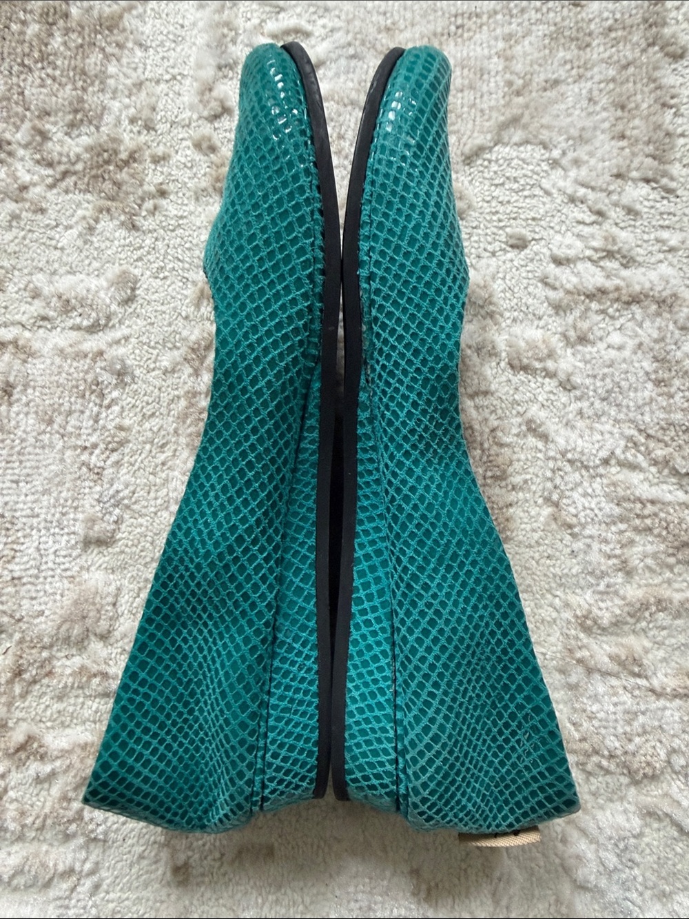 fs/ny Teal Snake-Textured Women's Ballet Flats - Picture 5 of 7